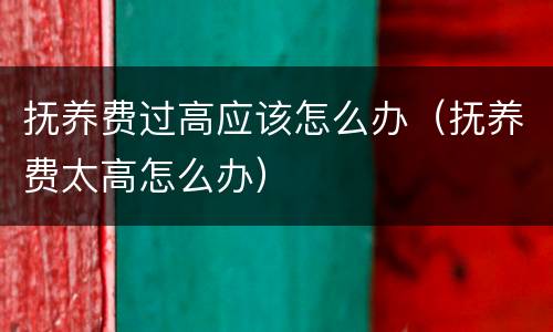 抚养费过高应该怎么办（抚养费太高怎么办）