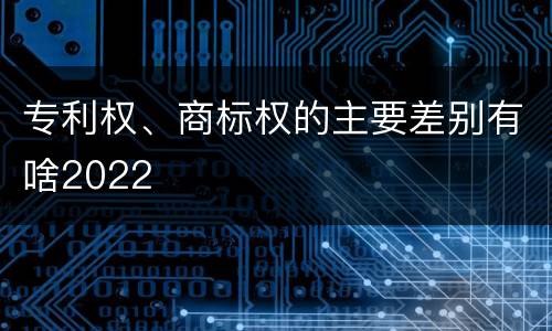 专利权、商标权的主要差别有啥2022