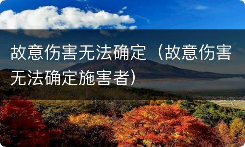 故意伤害无法确定（故意伤害无法确定施害者）