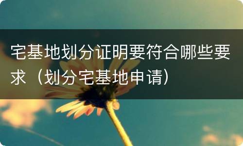 宅基地划分证明要符合哪些要求（划分宅基地申请）