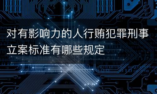 对有影响力的人行贿犯罪刑事立案标准有哪些规定