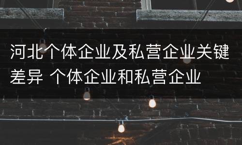 河北个体企业及私营企业关键差异 个体企业和私营企业