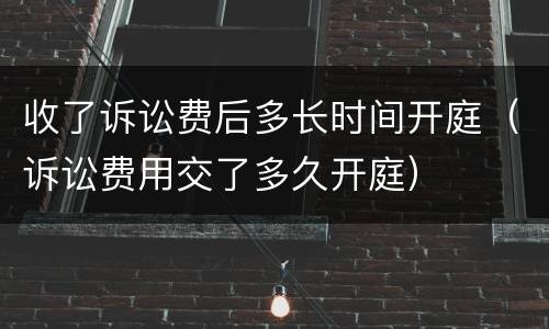 收了诉讼费后多长时间开庭（诉讼费用交了多久开庭）