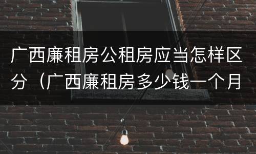 广西廉租房公租房应当怎样区分（广西廉租房多少钱一个月）