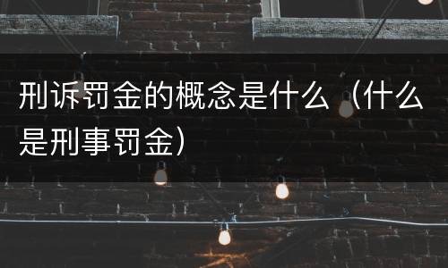刑诉罚金的概念是什么（什么是刑事罚金）