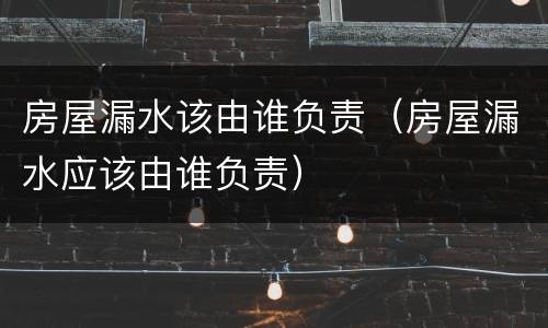 房屋漏水该由谁负责（房屋漏水应该由谁负责）