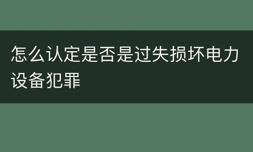 怎么认定是否是过失损坏电力设备犯罪
