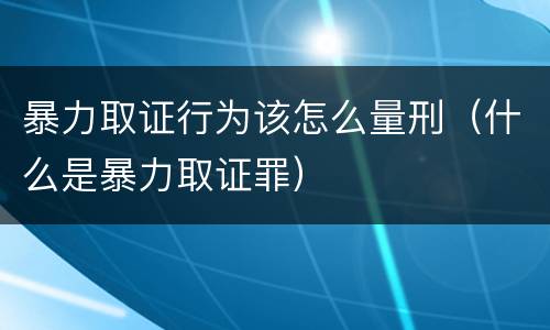 暴力取证行为该怎么量刑（什么是暴力取证罪）
