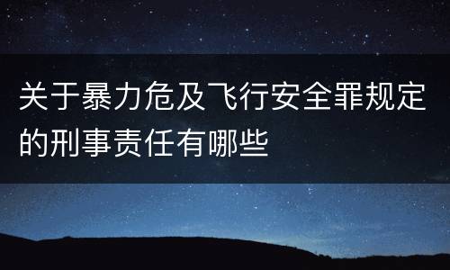 关于暴力危及飞行安全罪规定的刑事责任有哪些