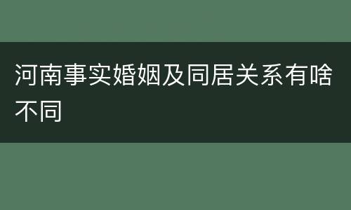 河南事实婚姻及同居关系有啥不同