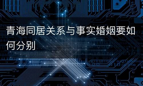 青海同居关系与事实婚姻要如何分别