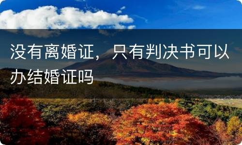 没有离婚证，只有判决书可以办结婚证吗