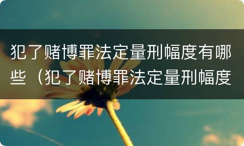 犯了赌博罪法定量刑幅度有哪些（犯了赌博罪法定量刑幅度有哪些规定）