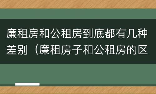廉租房和公租房到底都有几种差别（廉租房子和公租房的区别）