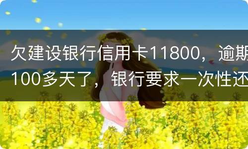 欠建设银行信用卡11800，逾期100多天了，银行要求一次性还款怎么办
