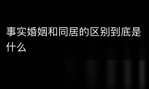 事实婚姻和同居的区别到底是什么