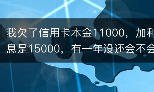 我欠了信用卡本金11000，加利息是15000，有一年没还会不会被案