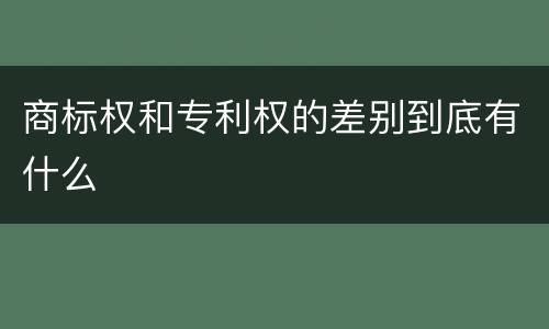 商标权和专利权的差别到底有什么