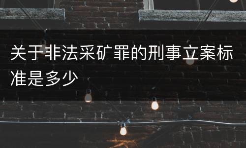 关于非法采矿罪的刑事立案标准是多少