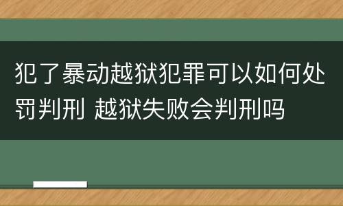 犯了暴动越狱犯罪可以如何处罚判刑 越狱失败会判刑吗