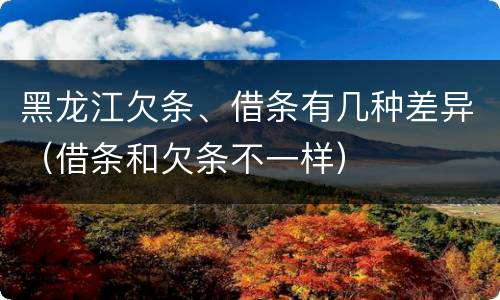 黑龙江欠条、借条有几种差异（借条和欠条不一样）