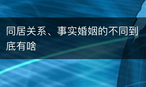 同居关系、事实婚姻的不同到底有啥