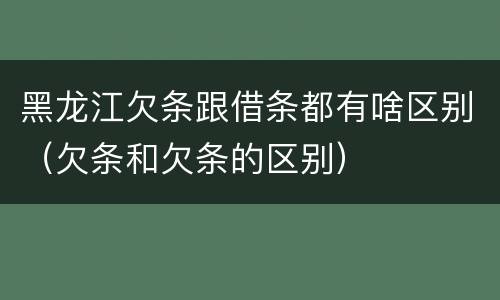 黑龙江欠条跟借条都有啥区别（欠条和欠条的区别）