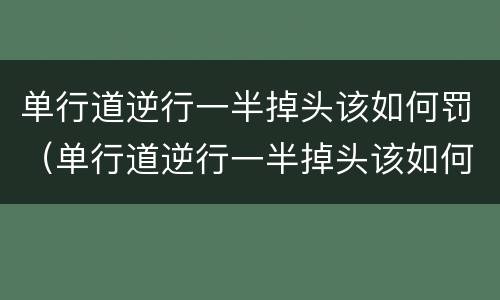 单行道逆行一半掉头该如何罚（单行道逆行一半掉头该如何罚车）