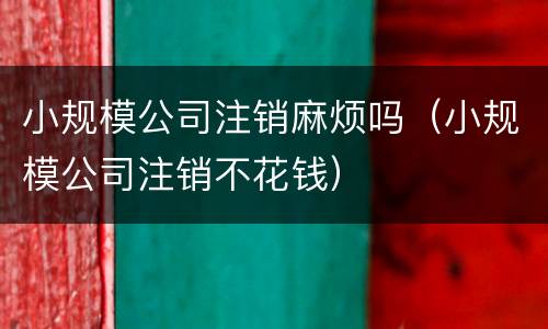 小规模公司注销麻烦吗（小规模公司注销不花钱）