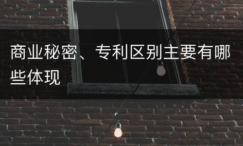 商业秘密、专利区别主要有哪些体现