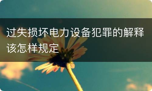 过失损坏电力设备犯罪的解释该怎样规定