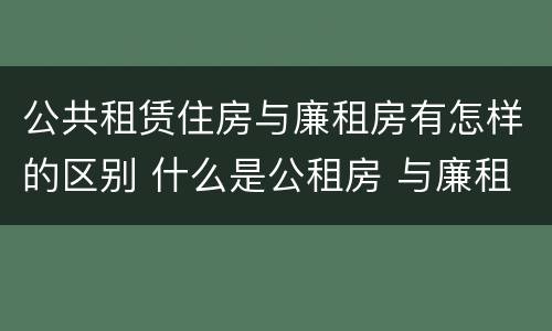 公共租赁住房与廉租房有怎样的区别 什么是公租房 与廉租房有什么区别?