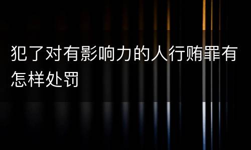 犯了对有影响力的人行贿罪有怎样处罚
