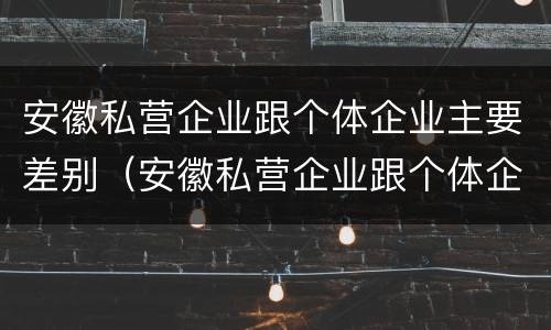 安徽私营企业跟个体企业主要差别（安徽私营企业跟个体企业主要差别是什么）