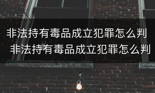 非法持有毒品成立犯罪怎么判 非法持有毒品成立犯罪怎么判的
