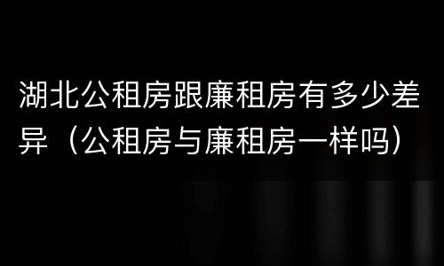 湖北公租房跟廉租房有多少差异（公租房与廉租房一样吗）