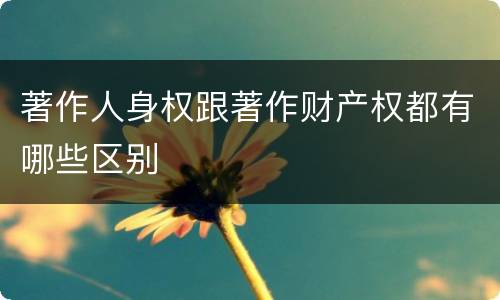 著作人身权跟著作财产权都有哪些区别