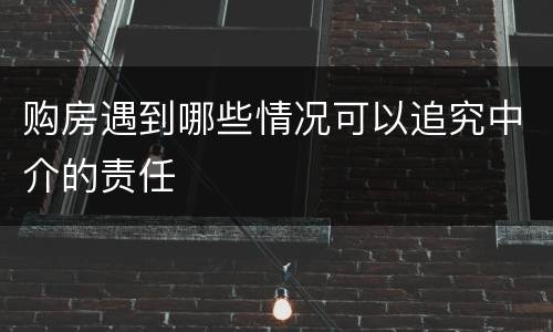 购房遇到哪些情况可以追究中介的责任