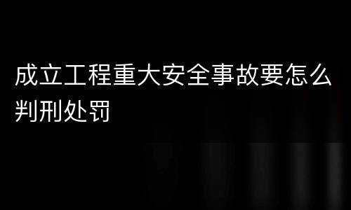 成立工程重大安全事故要怎么判刑处罚