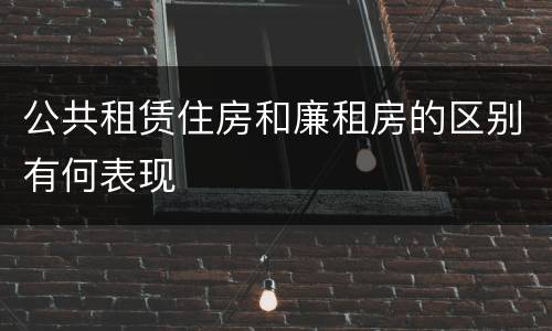 公共租赁住房和廉租房的区别有何表现