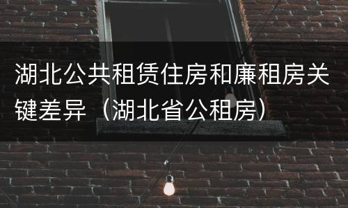 湖北公共租赁住房和廉租房关键差异（湖北省公租房）