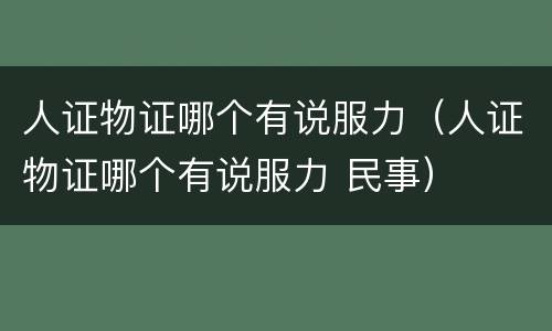 人证物证哪个有说服力（人证物证哪个有说服力 民事）
