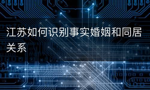 江苏如何识别事实婚姻和同居关系