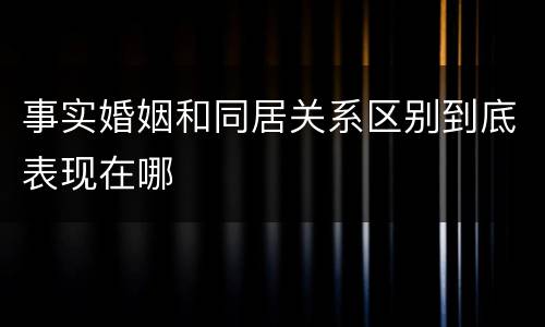 事实婚姻和同居关系区别到底表现在哪