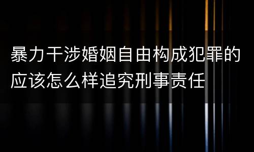暴力干涉婚姻自由构成犯罪的应该怎么样追究刑事责任