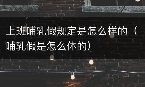 上班哺乳假规定是怎么样的（哺乳假是怎么休的）