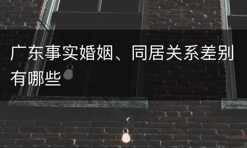 广东事实婚姻、同居关系差别有哪些