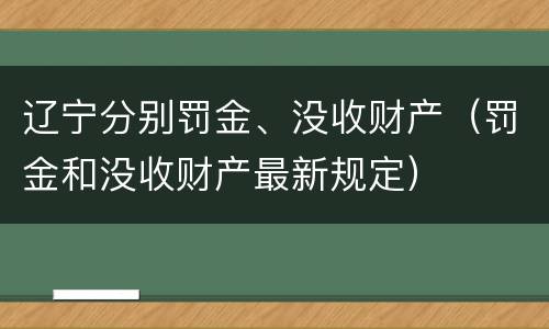 辽宁分别罚金、没收财产（罚金和没收财产最新规定）