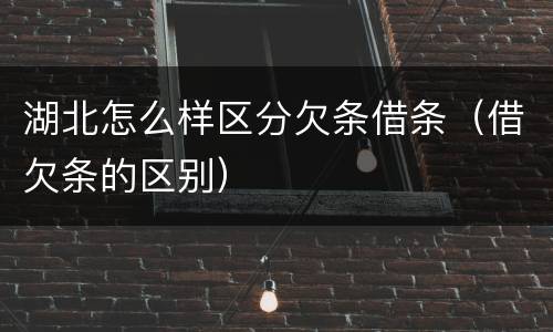 湖北怎么样区分欠条借条（借欠条的区别）