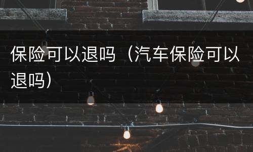 保险可以退吗（汽车保险可以退吗）